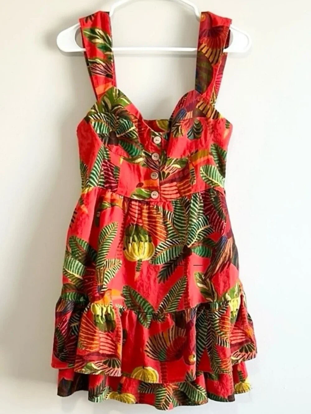 FARM RIO | $199 Red Forest Birds Mini Dress